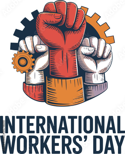 International Workers Day recognition of labor rights and global workforce contribution with bold symbolic icon and strong awareness headline
