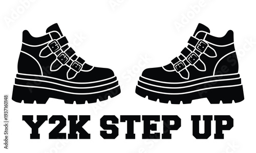 Vintage inspired Y2K boots with bold buckles and thick soles