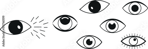 Collection of various cartoon eyes with different expressions and details