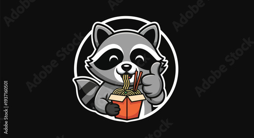 Cartoon panda eating croissant illustration