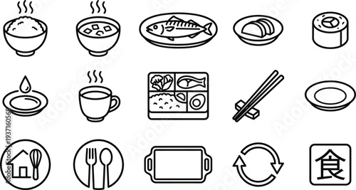 A collection of black and white clothing and shoe icons with hangers