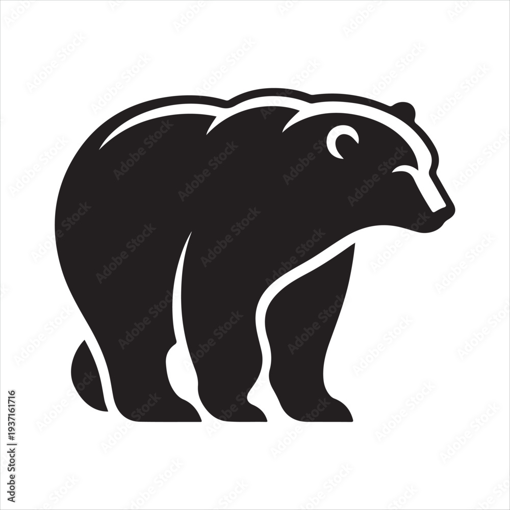 Fototapeta premium polar bear vector silhouette line art logo design concept illustration idea