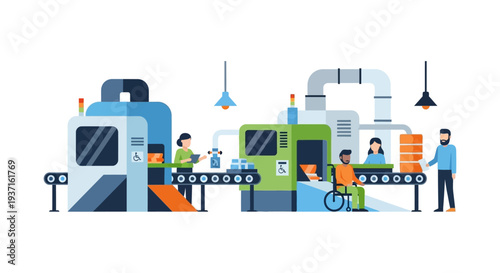 Inclusive Automated Factory Production Line with Diverse Workforce