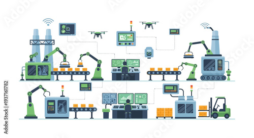 Smart Factory Automation: Industry 4.0 Production Line with Robotics, IoT, and Supply Chain Management