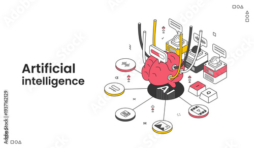 Artificial Intelligence Concept, Brain Processing Big Data with Machine Learning