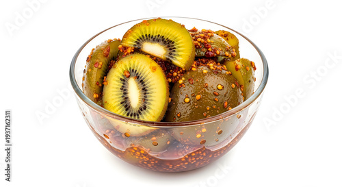 Wallpaper Mural A glass bowl of fresh kiwi slices in a sweet and spicy sauce Torontodigital.ca