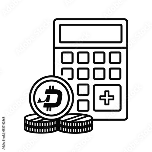 Cryptocurrency investment calculation using a calculator and coins
