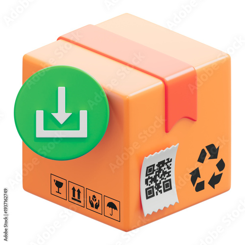 Secure package delivery with eco friendly recycling symbol icon, vector illustration.