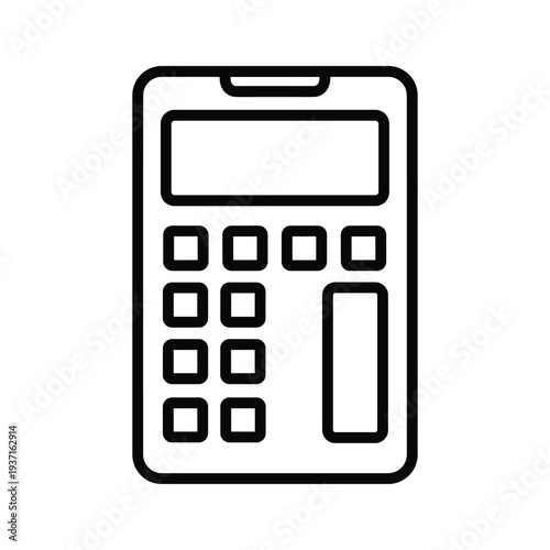 Simple line drawing of a classic calculator with a display and buttons