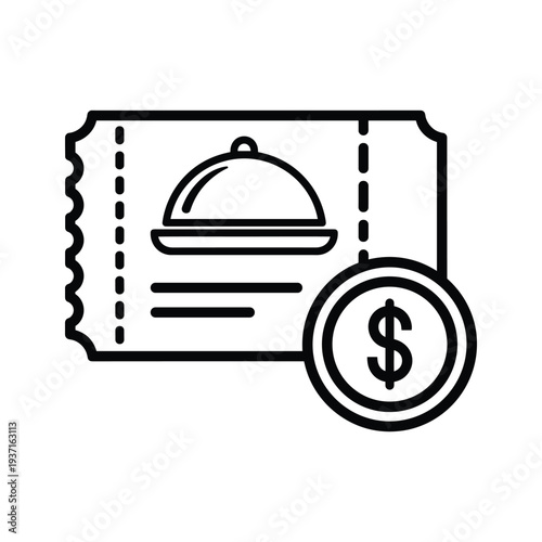 Restaurant ticket with a dollar sign symbolizing dining expenses or payment