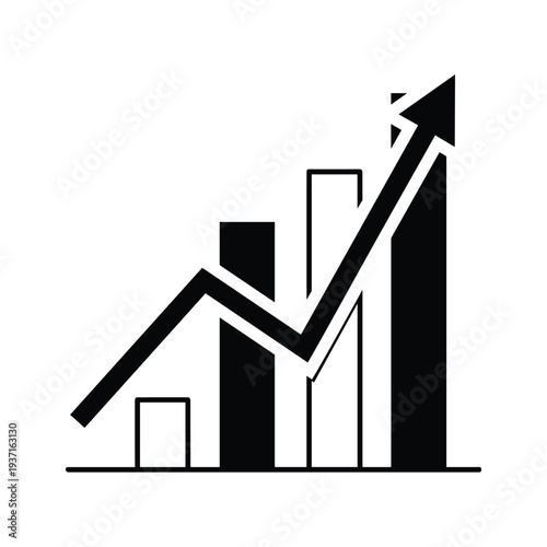 Graphic illustration of upward growth and increasing progress over time