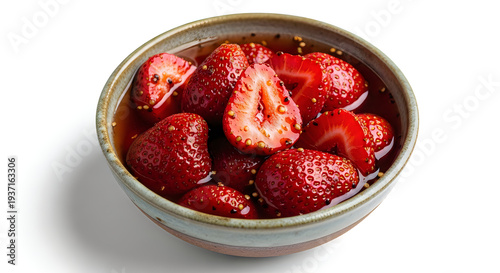 Wallpaper Mural A bowl of fresh and juicy strawberries in a delicious syrup Torontodigital.ca