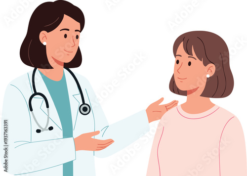 Female doctor consulting young girl in modern medical setting