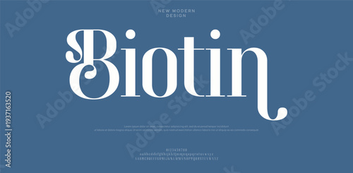 Biotin supplement logo on blue background with white text