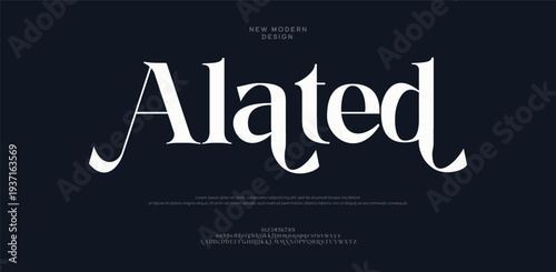 Elegant typography design with Alated word on dark background