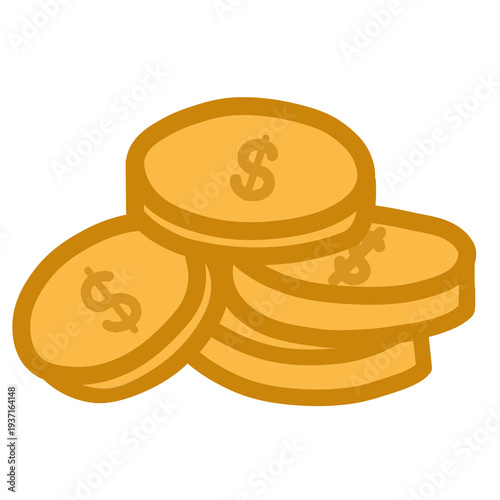 Stack of Gold Coins Cartoon Money Illustration Isolated Financial Wealth Icon