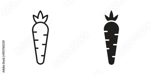 Carrot icon with editable stroke and solid design vectors