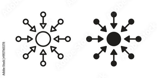 Centralized icon with editable stroke and solid design vectors