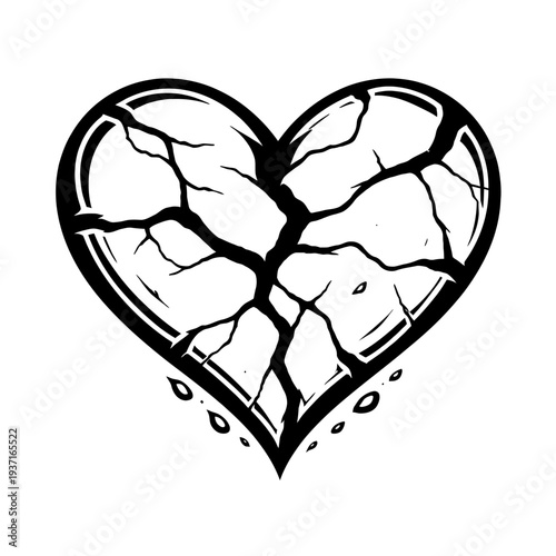 broken heart illustration cracked love symbol heartbreak sorrow sadness damaged love