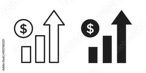 Chat arrow grow icon with editable stroke and solid design vectors