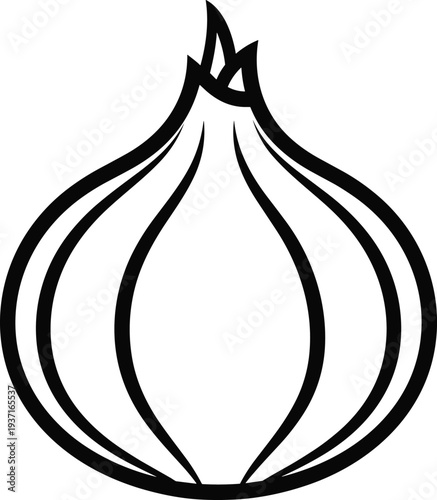 Onion line art icon minimal outline vegetable illustration fresh organic food ingredient simple black stroke vector design
