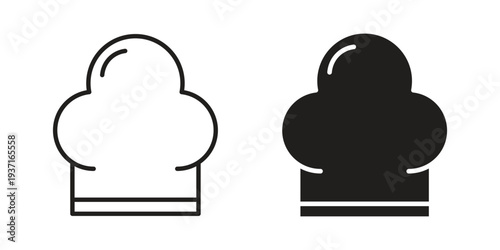 Chef hat icon with editable stroke and solid design vectors