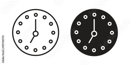 Clock seven icon with editable stroke and solid design vectors