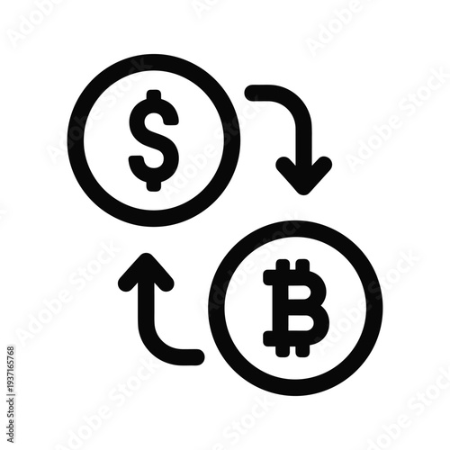 Circular flow between traditional currency and cryptocurrency depicted in a simple diagram