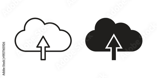 Cloud upload icon with editable stroke and solid design vectors