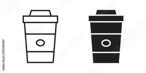 Coffee icon with editable stroke and solid design vectors