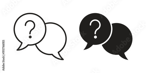 Comment question icon with editable stroke and solid design vectors