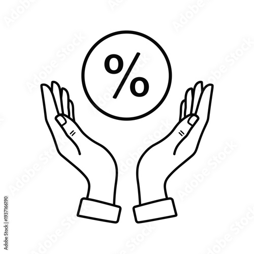 Hands holding a percentage symbol representing profit sharing or financial agreement