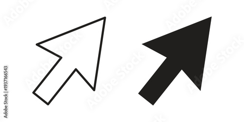 Cursor icon with editable stroke and solid design vectors