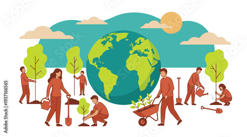 People planting trees for environmental sustainability around the globe