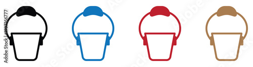 Four colorful hard hats isolated on white background for safety and construction concept