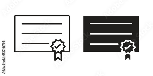 Diploma icon with editable stroke and solid design vectors