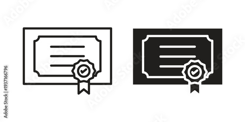 Diploma icon with editable stroke and solid design vectors