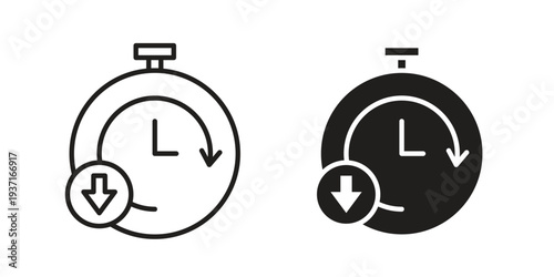 Down time icon with editable stroke and solid design vectors