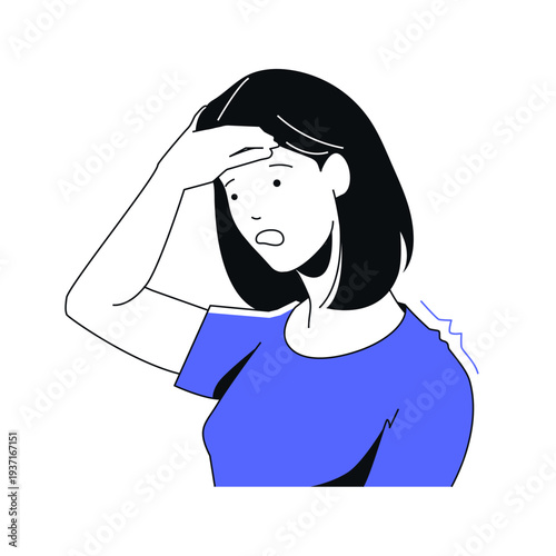 Worried Female - colorful flat design illustration