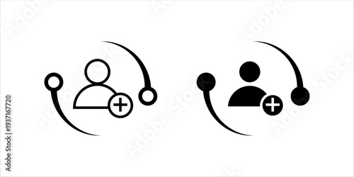 Line icon set of gear combined with globe and digital connection nodes representing global technology integration, automation systems, digital transformation, and international network infrastructure.