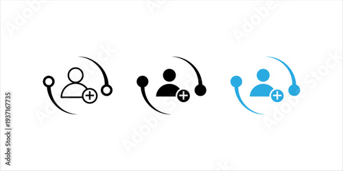 Line icon set of gear combined with globe and digital connection nodes representing global technology integration, automation systems, digital transformation, and international network infrastructure.