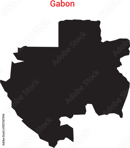 Black silhouette map of gabon