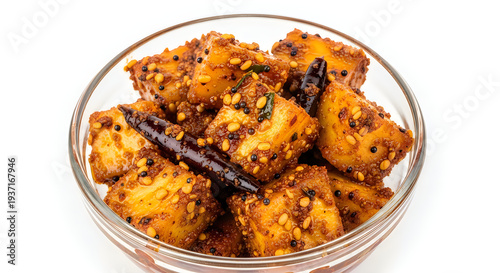 Wallpaper Mural A glass bowl of crunchy fried cottage cheese cubes with spices Torontodigital.ca