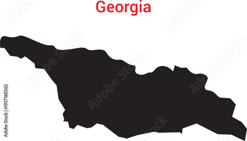 Black silhouette map of georgia on a for clear visualization