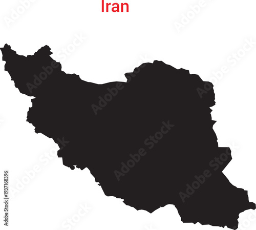 Black silhouette map of iran