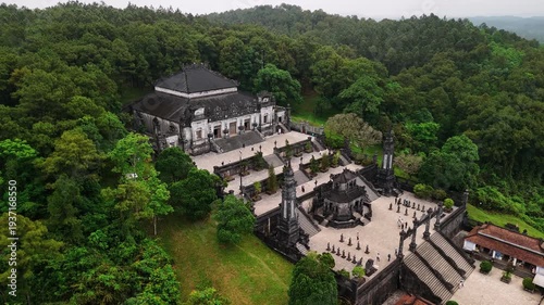 Aerial view of the tomb of khai dinh in hue, vietnam. Unesco heritage site
