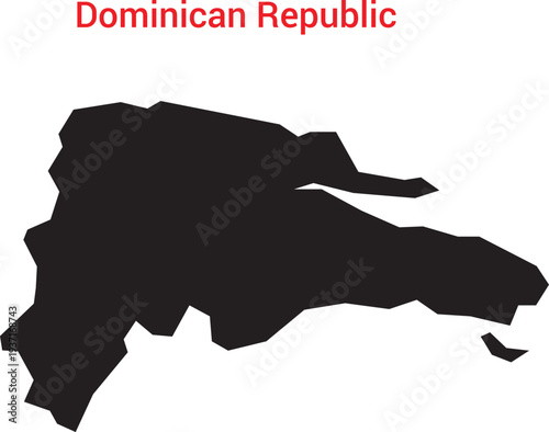Dominican republic map in black silhouette