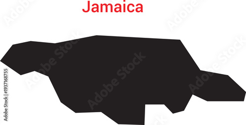 Black silhouette map of jamaica on for geographic or travel purposes