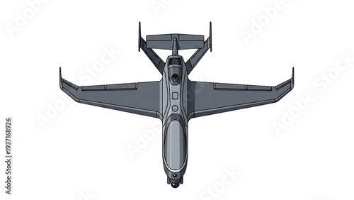 Aerial view of a sleek military aircraft flying through the sky