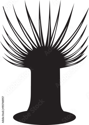 Stylized Abstract Spiky Plant or Tree Silhouette Vector Design with Sharp Elements, Perfect for Creative Graphic Projects and Transparent Background Use